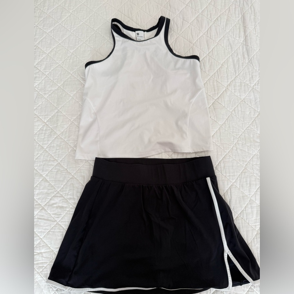 All in Motion Black and White Skort and tank set.